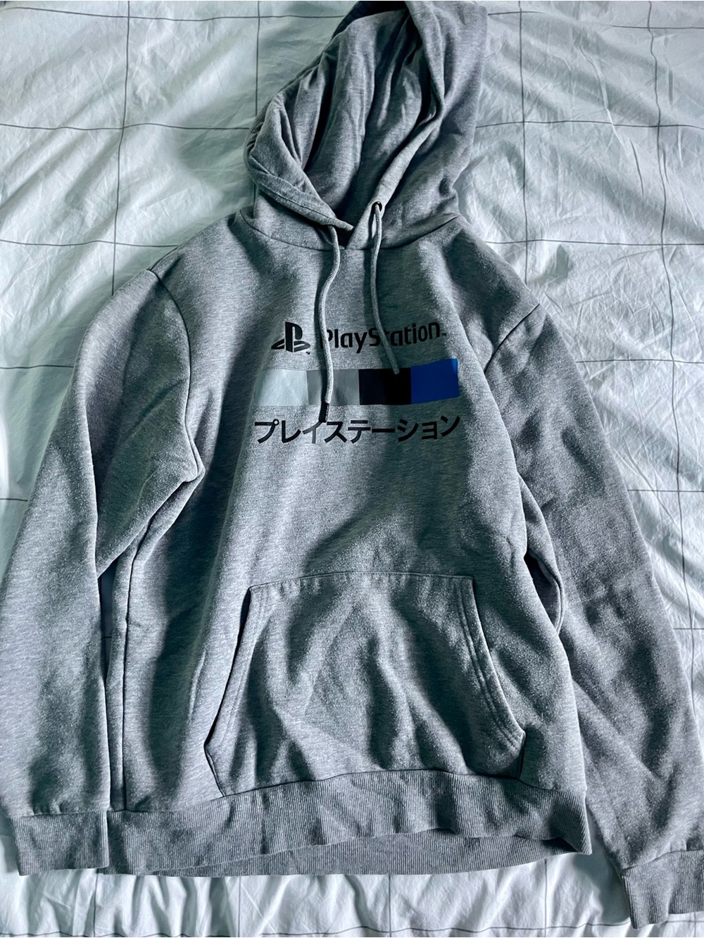 Sony Grey PlayStation Pullover Hoodie with Navy Accent